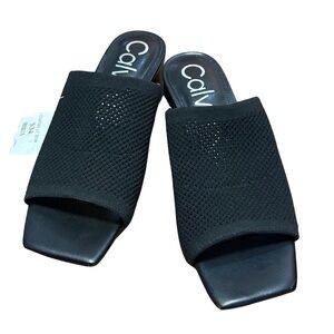 Calvin Klein Women’s Black Mesh Slide Sandals Size‎ 6.5 NWT